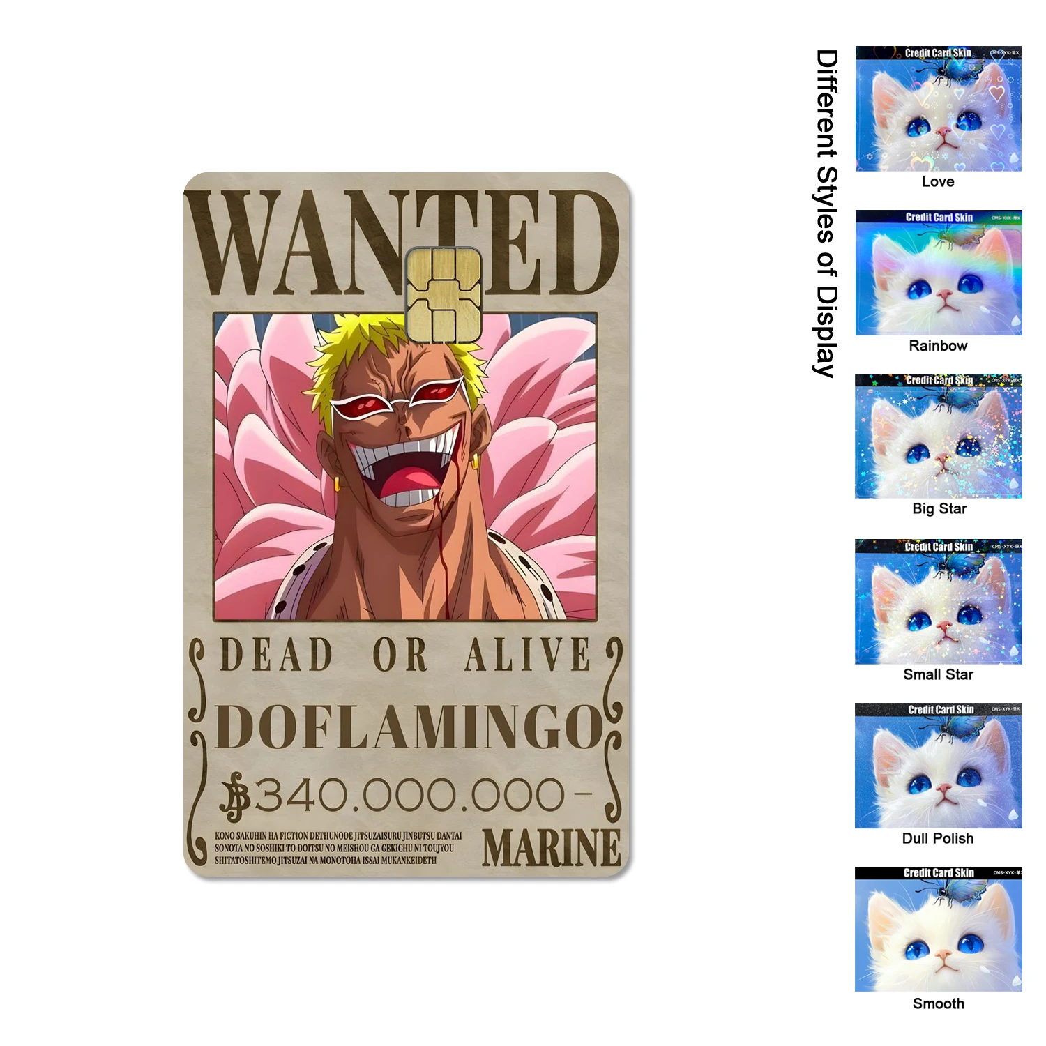One Piece Animation Wanted Ruffy Ace 2.5D HD Matte PVC Aufkleber Film Tape Skin für Kreditkarte Debitkarte Wasserdichter Aufkleber – Detail 6