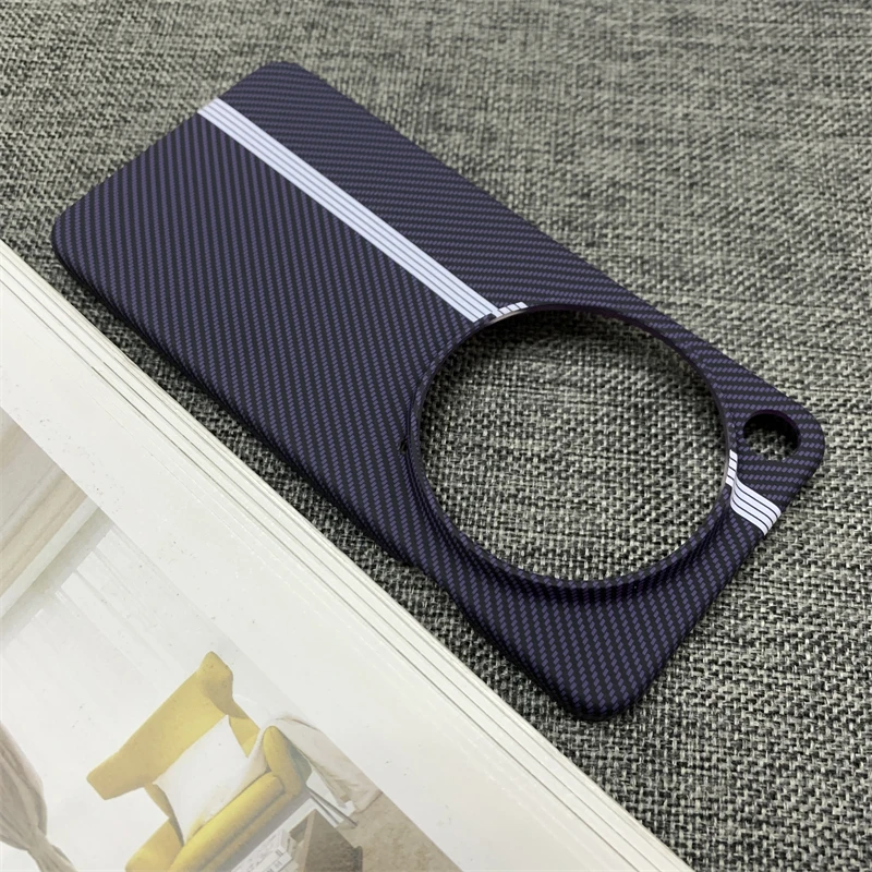 Carbon Fiber Colorful Stripe Texture PC Frameless Phone Case with Heat Dissipation Bumper Cover