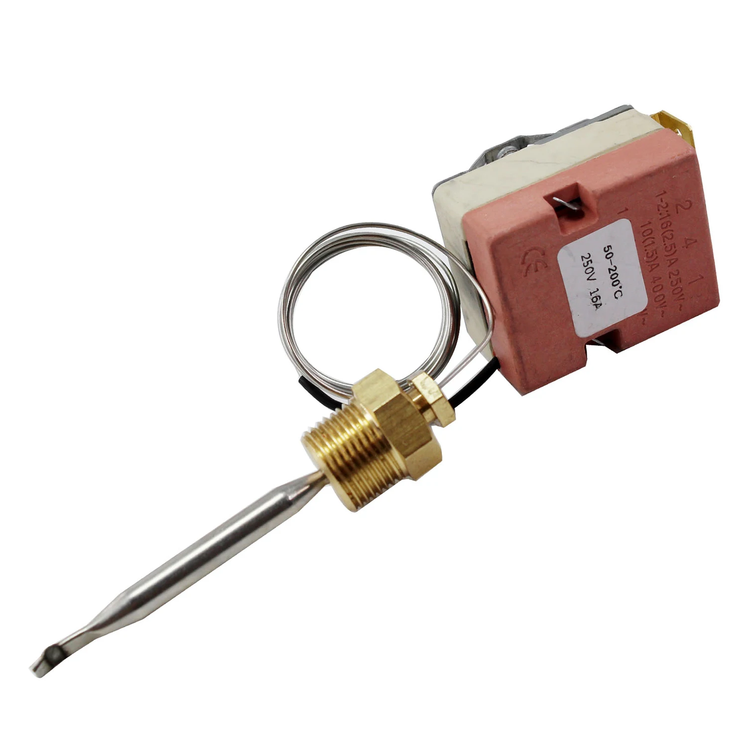 250V Electric Deep Fryer Thermostat Control Parts with 3/8" Brass Nuts Temperature Range 50~200 Celsius Commercial Cooktop Kits gas stove accessories induction cooker accessories