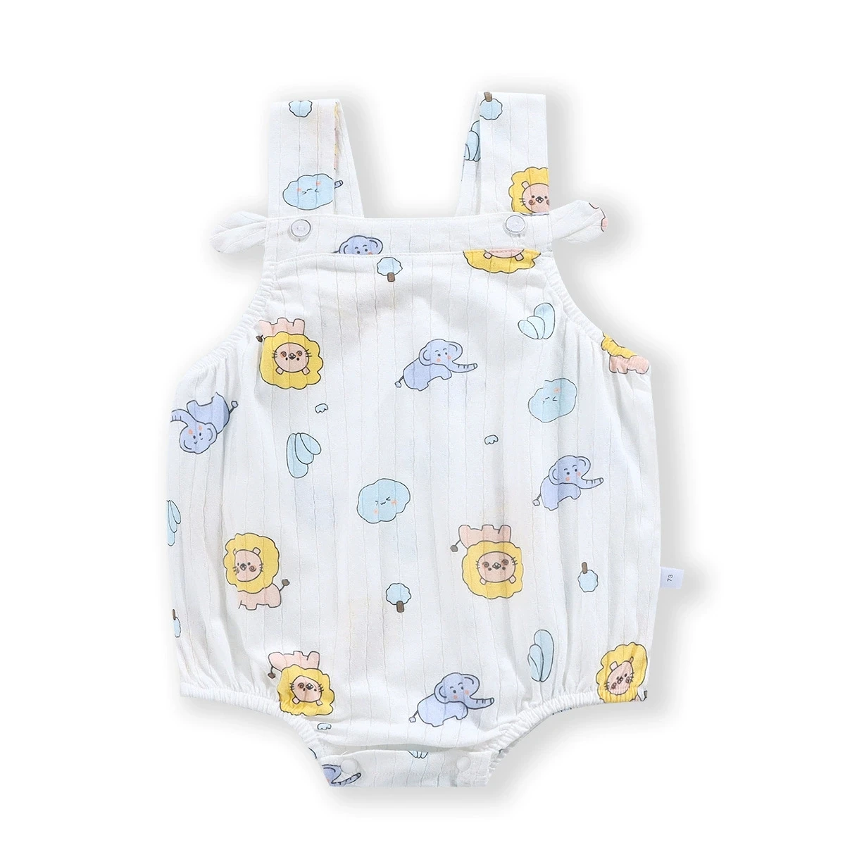 Baby Cartoon Print Suspender Romper, Newborn Infant Sleeveless Cotton Bodysuit Multi-Color Baby Onesie for Summer