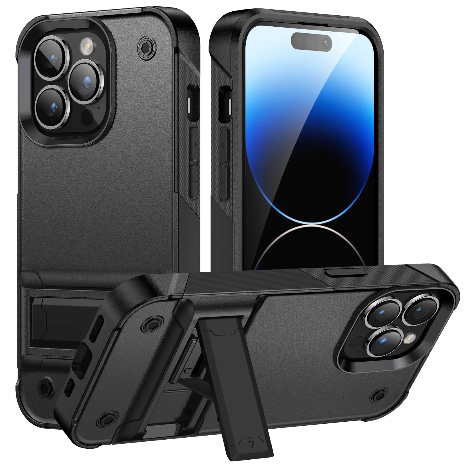 thumbnail image 1 of Case For iPhone 15 14 13 12 11 Pro Max Plus 8 7 Plus XR X SE Military grade protective cover with stand, 1 of 5
