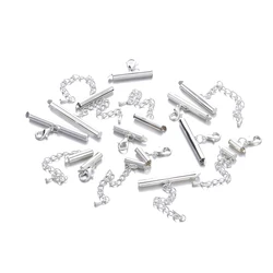 10 - Piece Metal Bracelet End Connectors with Extending Lobster Clasps - 40mm (Silver)