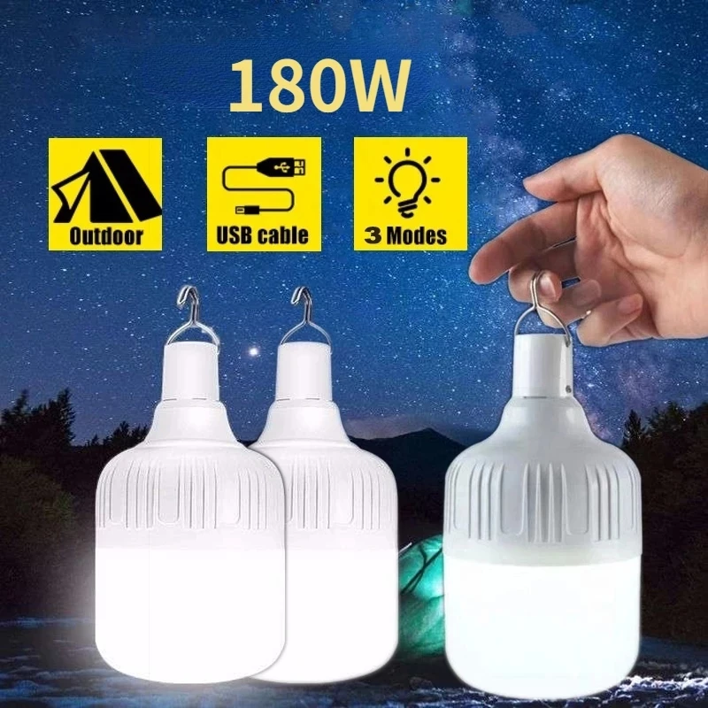 

250W Portable Tent Lamp Battery Lantern BBQ Camping Light Outdoor Bulb USB LED Emergency Lights for Patio Porch Garden.