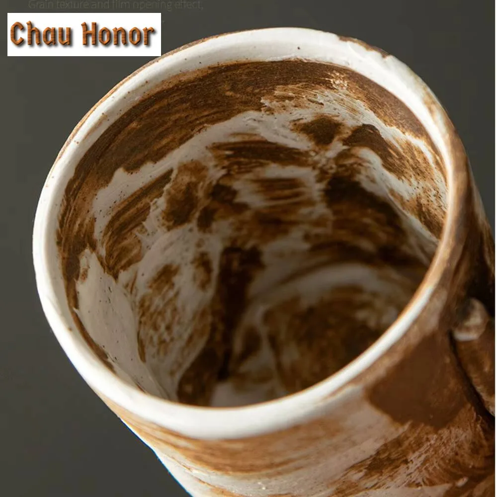 150ml Retro Rough Pottery Mug Creative Handmade Ceramic Kiln Transformed Water Cup Gradient Cup Hand Washed Floral Coffee Cup