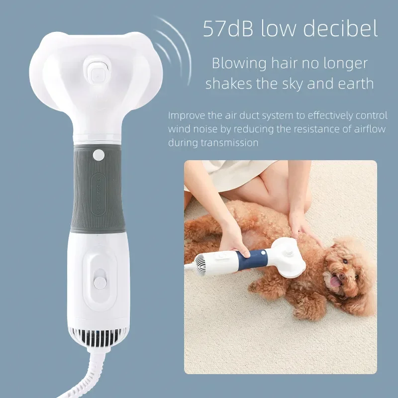 Pet Hair Dryer 3 in1 Quiet Dog Hair Dryers and Comb Brush Grooming Kitten Cat Hair Comb Puppy Fur Blower Low Noise Temprature