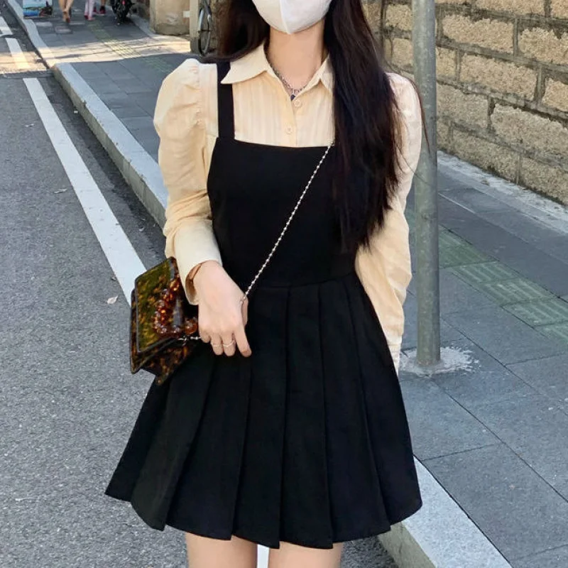 

Осень 2023, милое мини-платье с длинным рукавом, Женская Повседневная элегантная одежда, цельное платье, корейское облегающее офисное Короткое женское платье