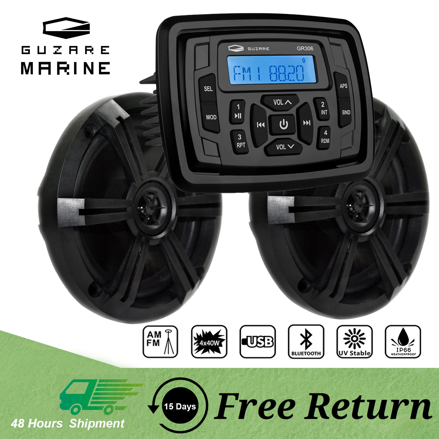 GUZAREMARINEStereoRadioBluetoothDigitalMediaPlayerWaterproof