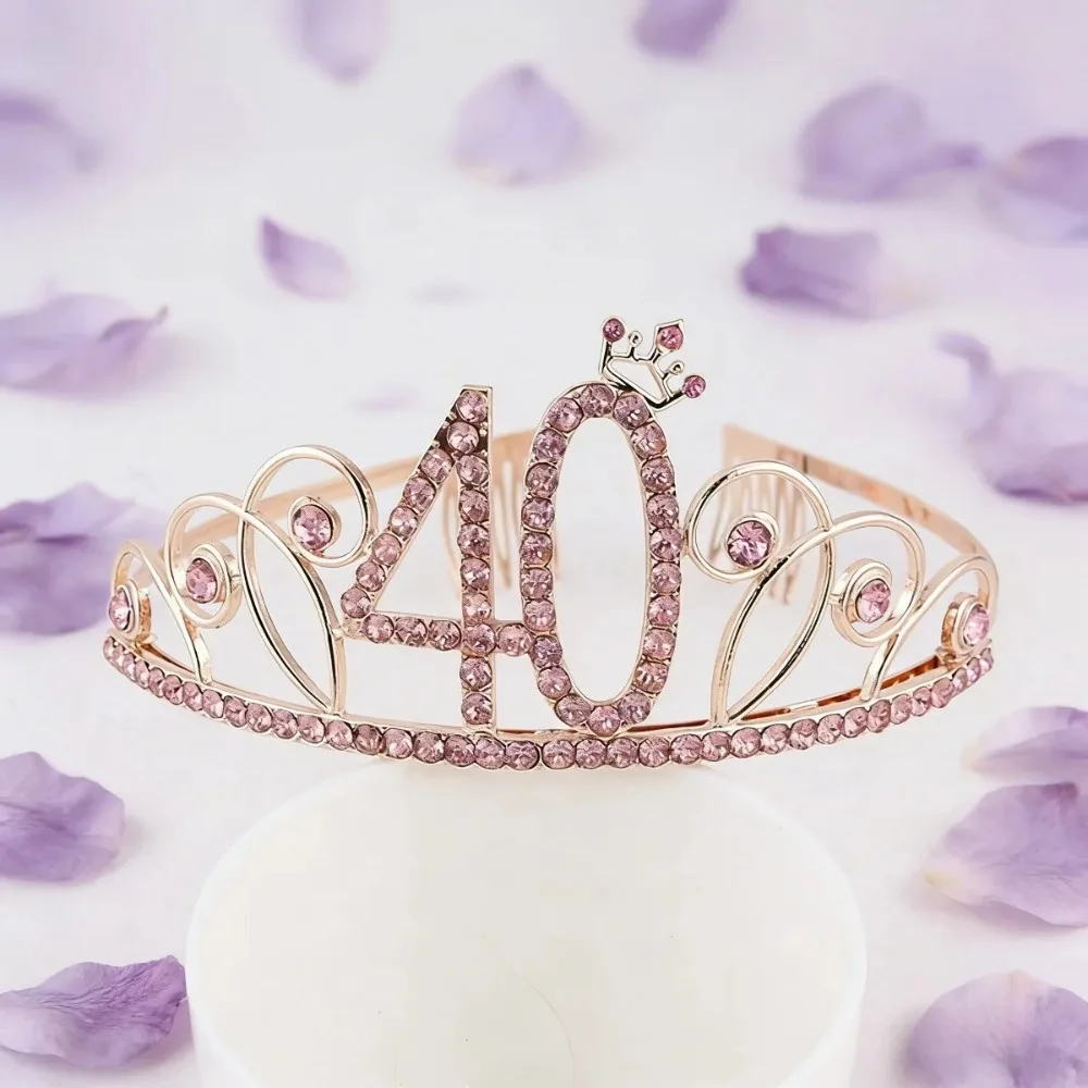 Rosegold Kristall Krone Haarband Legierung Braut Prinzessin Hochzeit Geburtstag Party Haarschmuck Stirnbänder für Frauen Haarbänder – Detail 6