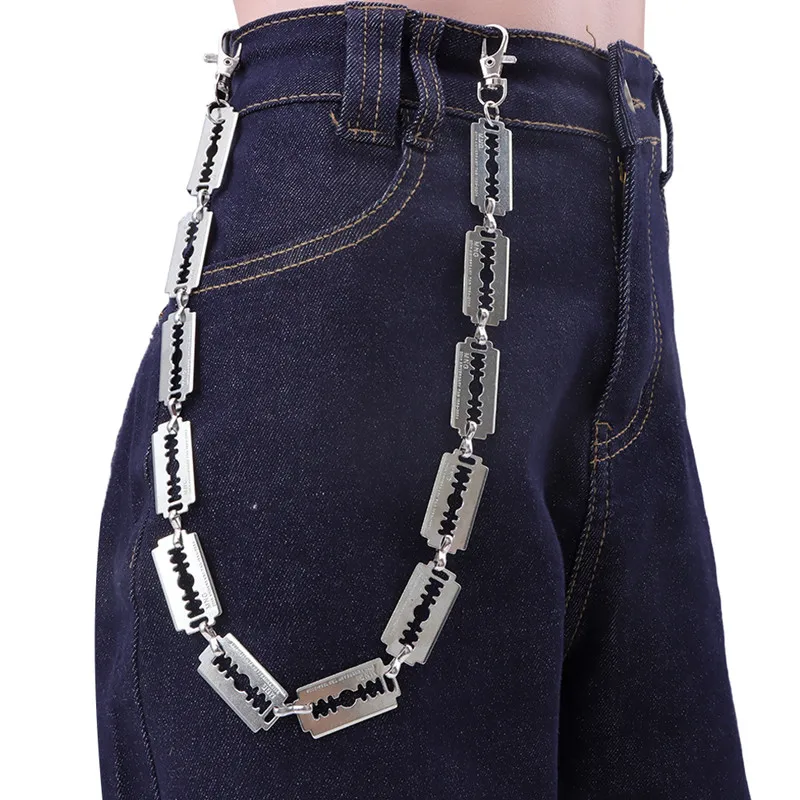 NewPersonalizedNeutralBeltPunkCoolStyleMetalBladePantChainStreetTrendMen
