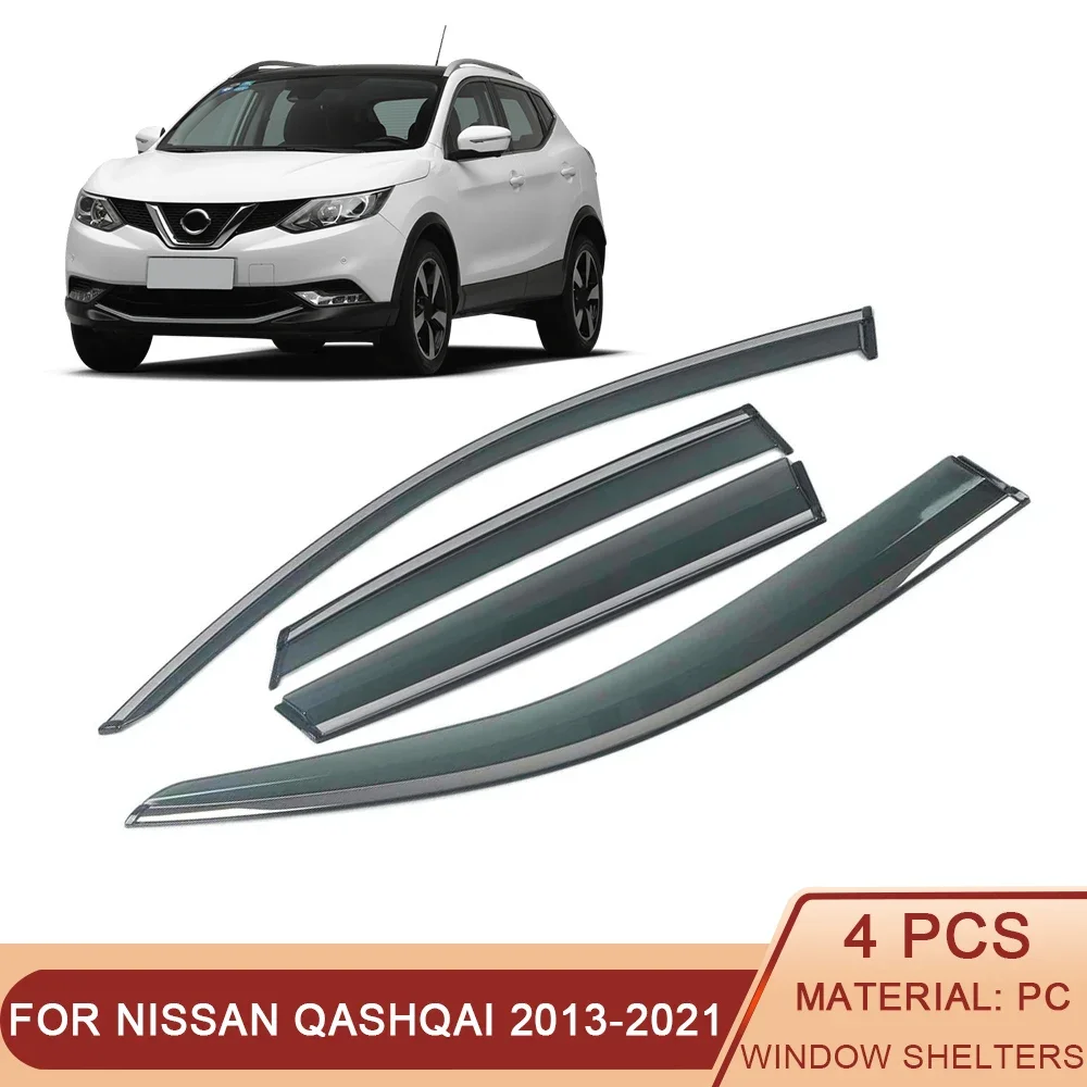

For NISSAN Qashqai 2007-2021 Car Window Sun Rain Shade Visors Shield Shelter Protector Cover Trim Frame Sticker