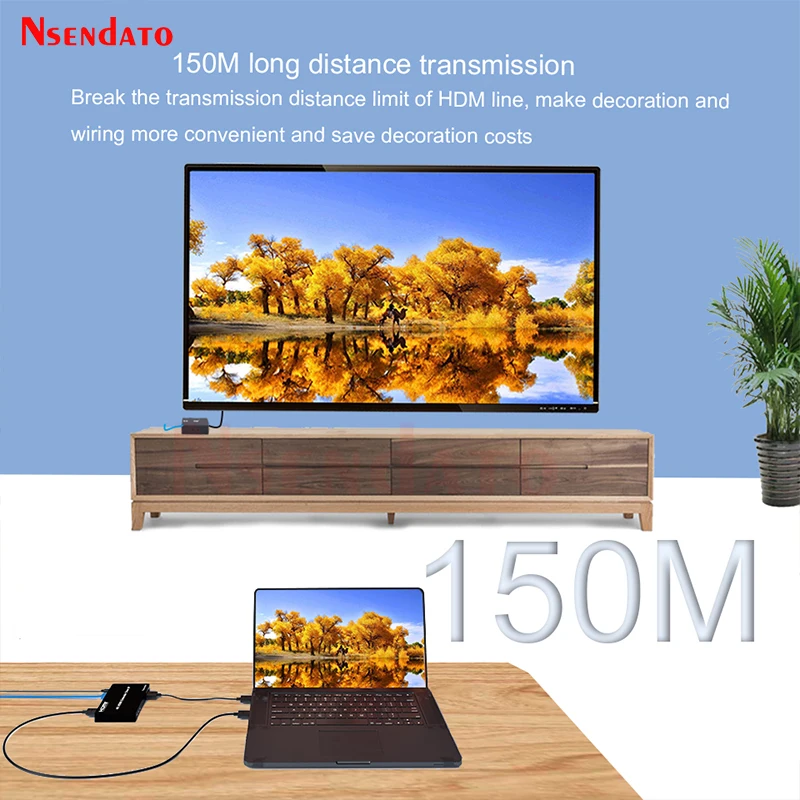 4K HDMI USB KVM Extender 150M over Cat6 UTP Extender HDMI RJ45 Over IP Ethernet Network KVM HDMI Extender For USB Mouse Keyboard
