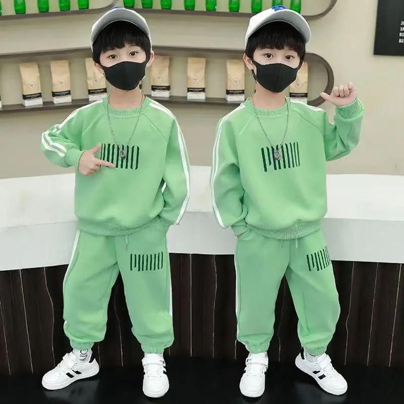 

Boys Spring Suit 2023 New Fashionable Boys Mid Autumn Korean Edition Baby Sweater Two Piece Set Trend Kids Outfits
