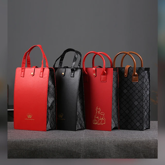 PU Wine Bottle Protector Hollow Wine Tote Carrier Bag Gift Bag Single Wine  Standard Bottle - AliExpress