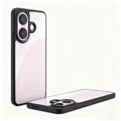 Durable Shockproof Armor Case with Matte Acrylic Back and Camera Protection for VIVO V60 Lite (Clear)