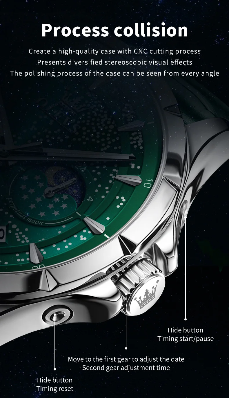 OLEVS Full Green Men's Watch Auto Date Waterproof Man Wristwatches