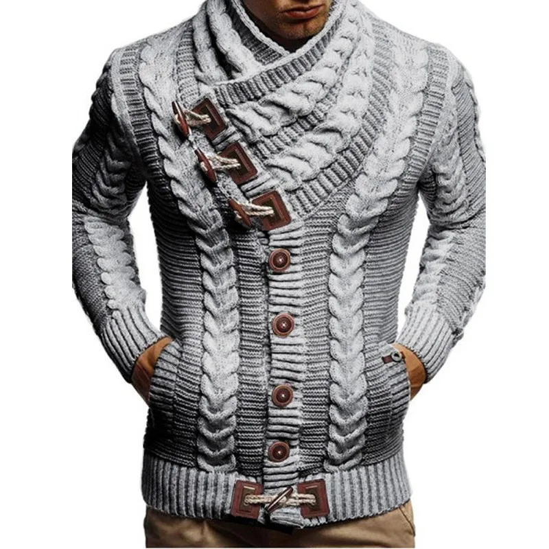 Cardigan Para Hombre Solid Sweater Man Coat 2024 Vintage Oblique Horns Button Designer Knitted Ugly Sweaters Mens Luxo Masculino 4