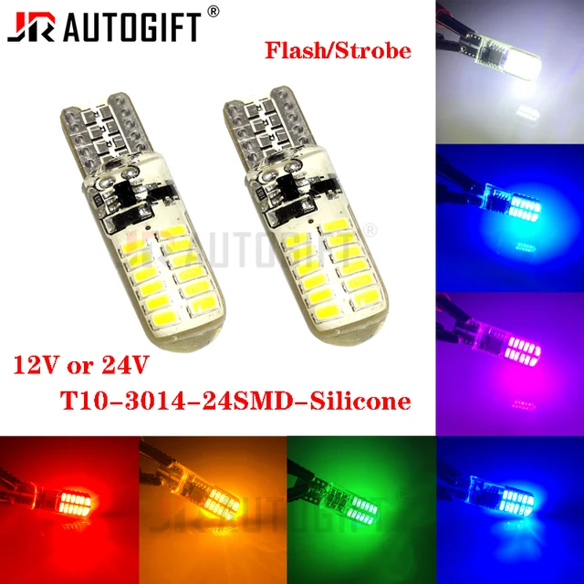 200pcs T10 W5w Led Strobe Flash Silicone Gel Light 194 168 3014 24smd 12v  24v Led Blink Light Bulb Clearance Lights - Signal Lamp - AliExpress