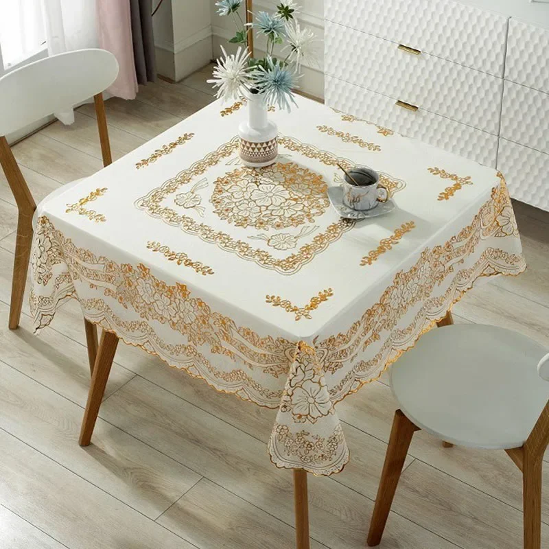 A-D18 Square tablecloth lace tablecloth hot stamping household square tablecloth 3