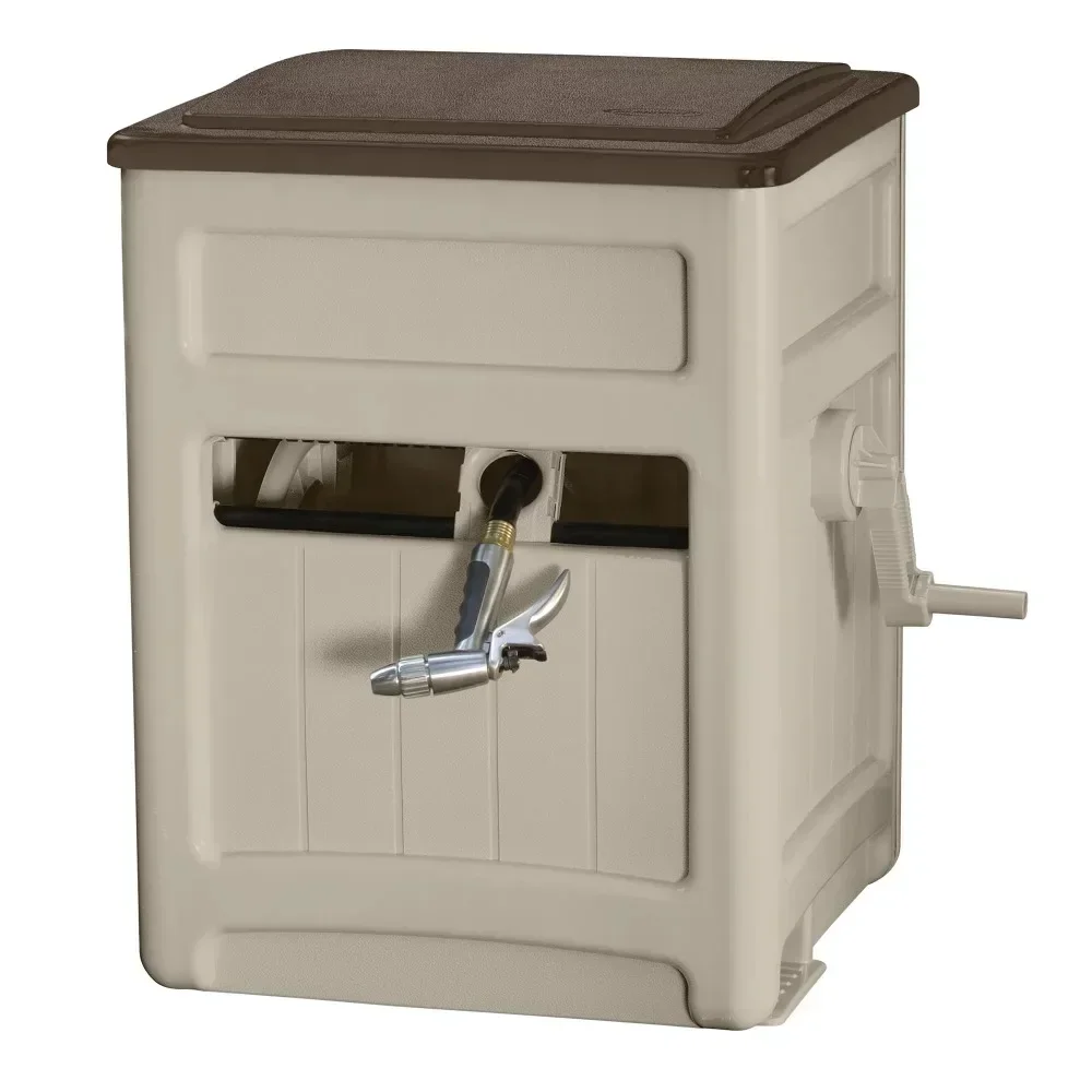 Suncast 225 ft. Smart Trak Hideaway Hose Reel with Storage Bin, Light Taupe