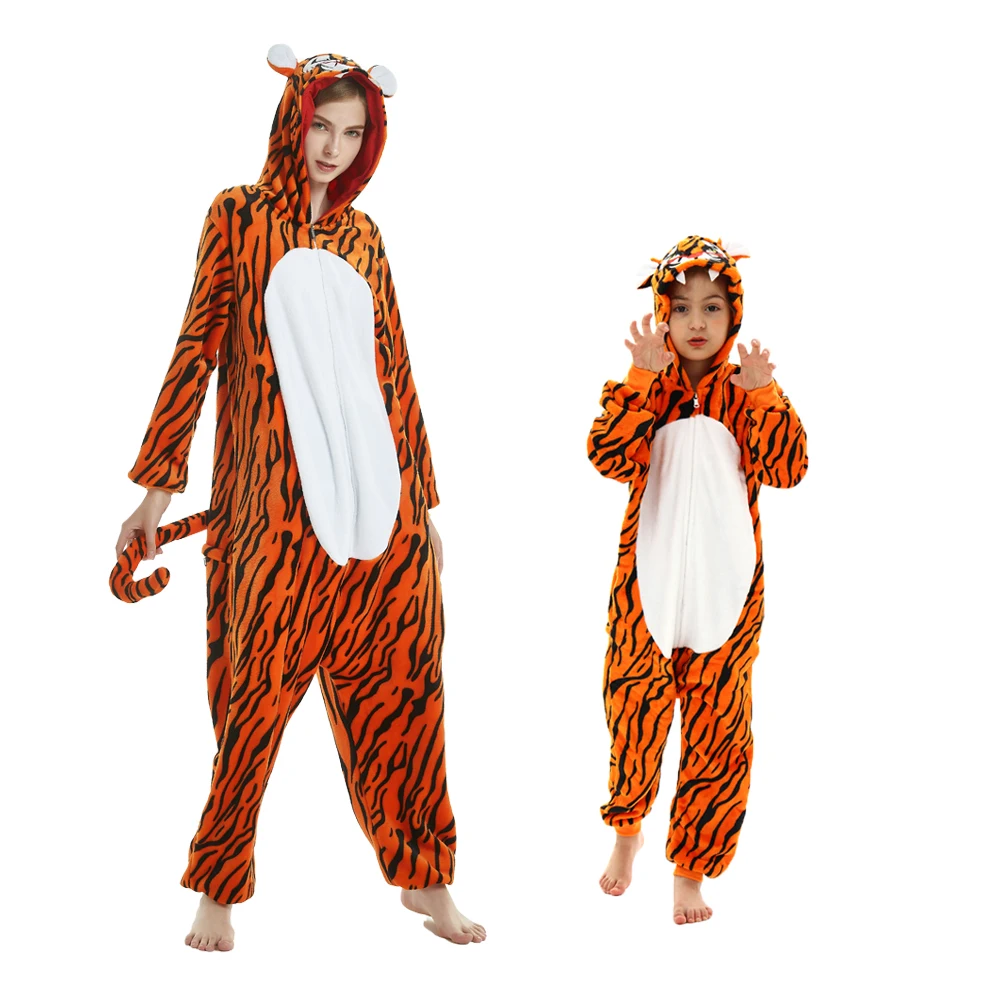 Men Women Animal Unicorn Tiger Panda Kigurumi Pajamas Winter Onesies Kids Flannel Clothes Sets for Children Sleepwear Nightwear kids pajamas adult pajamas