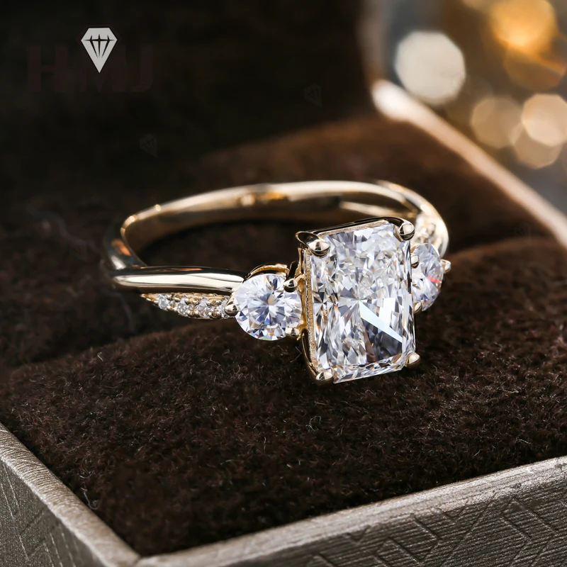 1ct/2ct/3ct Laborgezüchteter Diamantring D-Farbe Rund/Oval/Kissen/Radiant-Schliff 10k/14k/18k für Damen Jubiläumsgeschenk Ehering – Detail 36