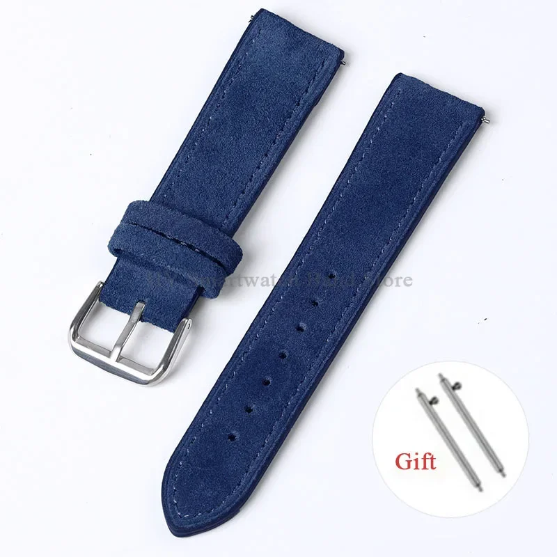 Artisanal Vintage Suede Leather Watch Strap with Handmade Stitching and Quick Release