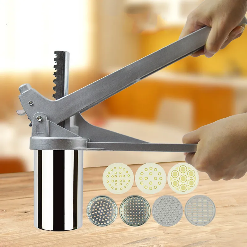 Stainless Steel Manual Noodle Maker Press Pasta Machine Crank Cutter Fruits Juicer Cookware With 8 Pressing  Moulds WF1015