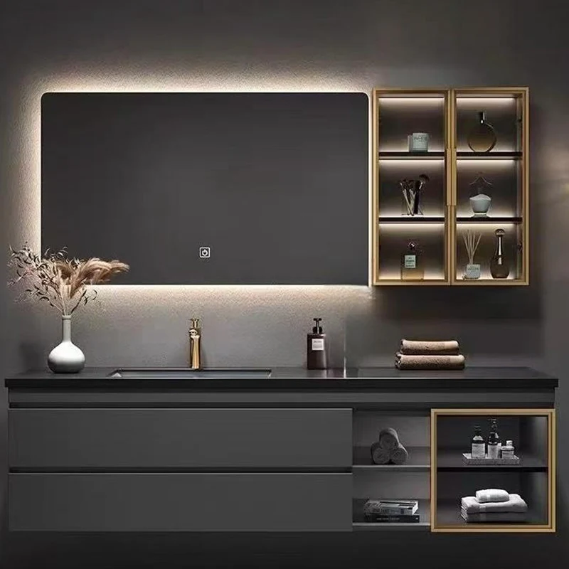 Narrow Modern Simple Rock Cabinet Corner Storage Organizer Mirror Cabinet Vanity Unit Luxury Wall Shelves Mobile Bagno Furniture