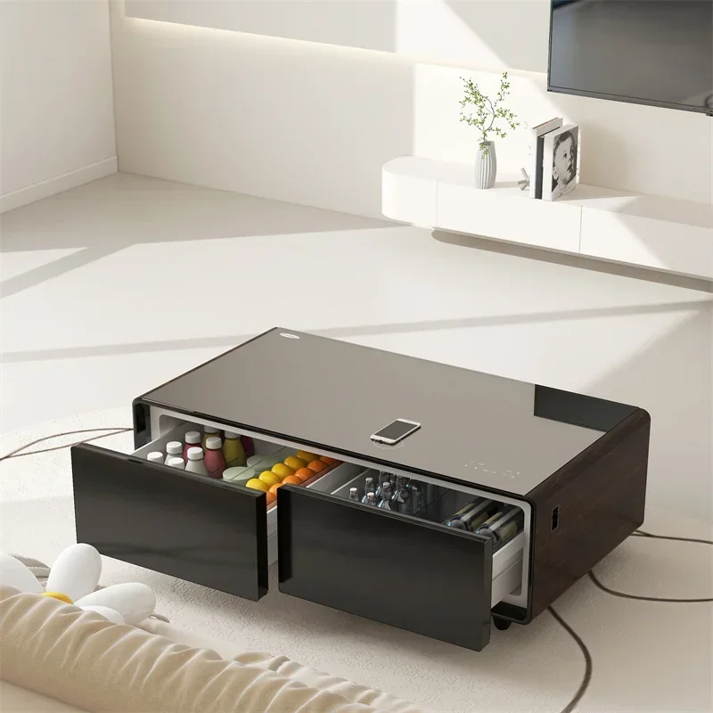 

Smart Coffee Table with Dual Door Refrigerator Multifunctional Modern Furniture