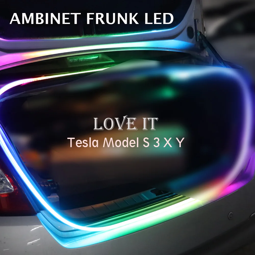 SATONIC Auto Frunk Ambinet LED Trunk Strip Modified Lighting Multi-ful Color Flashing Lamp for Tesla Model 3 Y S X Waterproof car light bulbs