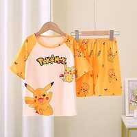 Ensemble pyjama d'été fin à manches courtes pour enfants, pour garçons et filles, adapté aux enfants moyens et plus âgés, idéal pour les vêtements de maison 3