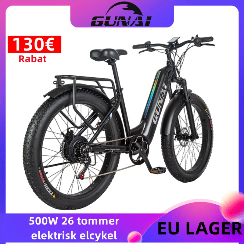 Eu Stock, Bicicletta Elettrica 500W Motore, Gunai 26 Pollici Fat Tire Electric Ebikes 48V 17Ah Batteria 7 Velocità Mudguar Adulto Snow Bike