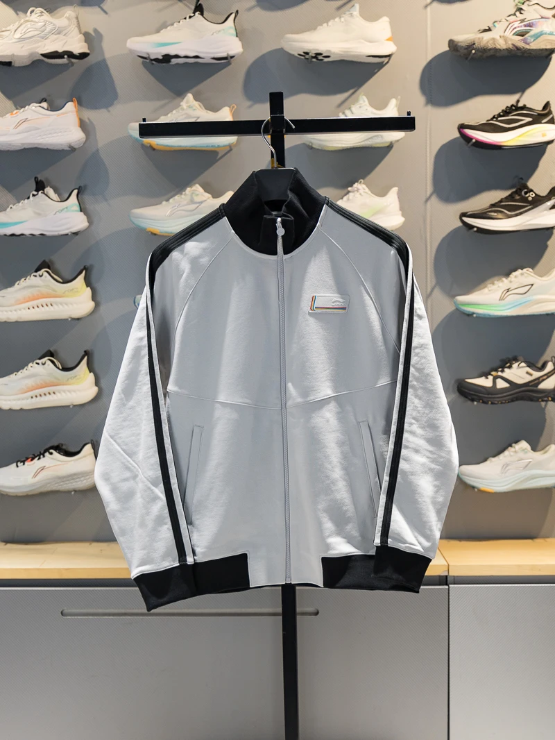 리닝 남성 니트 가디건 재킷 2026년 봄 스포츠웨어 루즈핏 스탠드 칼라 지퍼 여밈 긴팔 캐주얼 코트