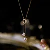 Japanese S925 Sterling Silver Double Pearl Necklace Y-shaped Long Tassel Premium Light Fashion Sweater Chain 1
