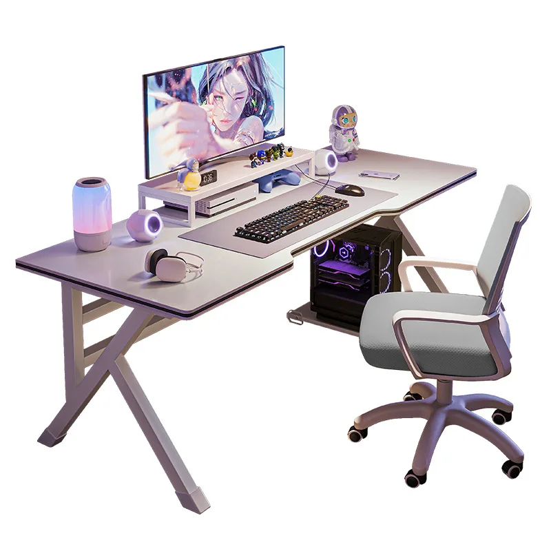 Ergonomic Large Gaming Desk K-Shaped Gaming Table PC Workstation Home Office Desks Space-Saving Easy to Assemble