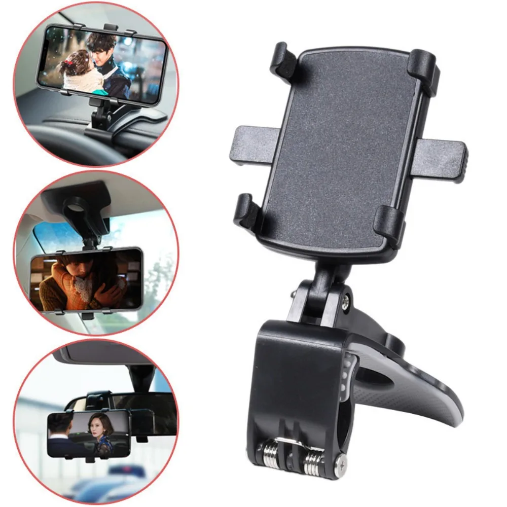 Clip-on car mobile phone holder frees your hands, multifunctional rotating car dashboard rearview mirror navigation holder.