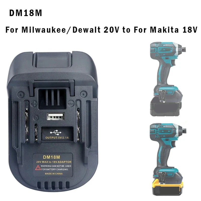 Bateria Adaptador para Porter Cabo Milwaukee Dewalt Bosch 20v Bateria para Makita 18v Ferramenta Substituir 18v Bateria Bps18m Dm18m Bs18mt - Image 3