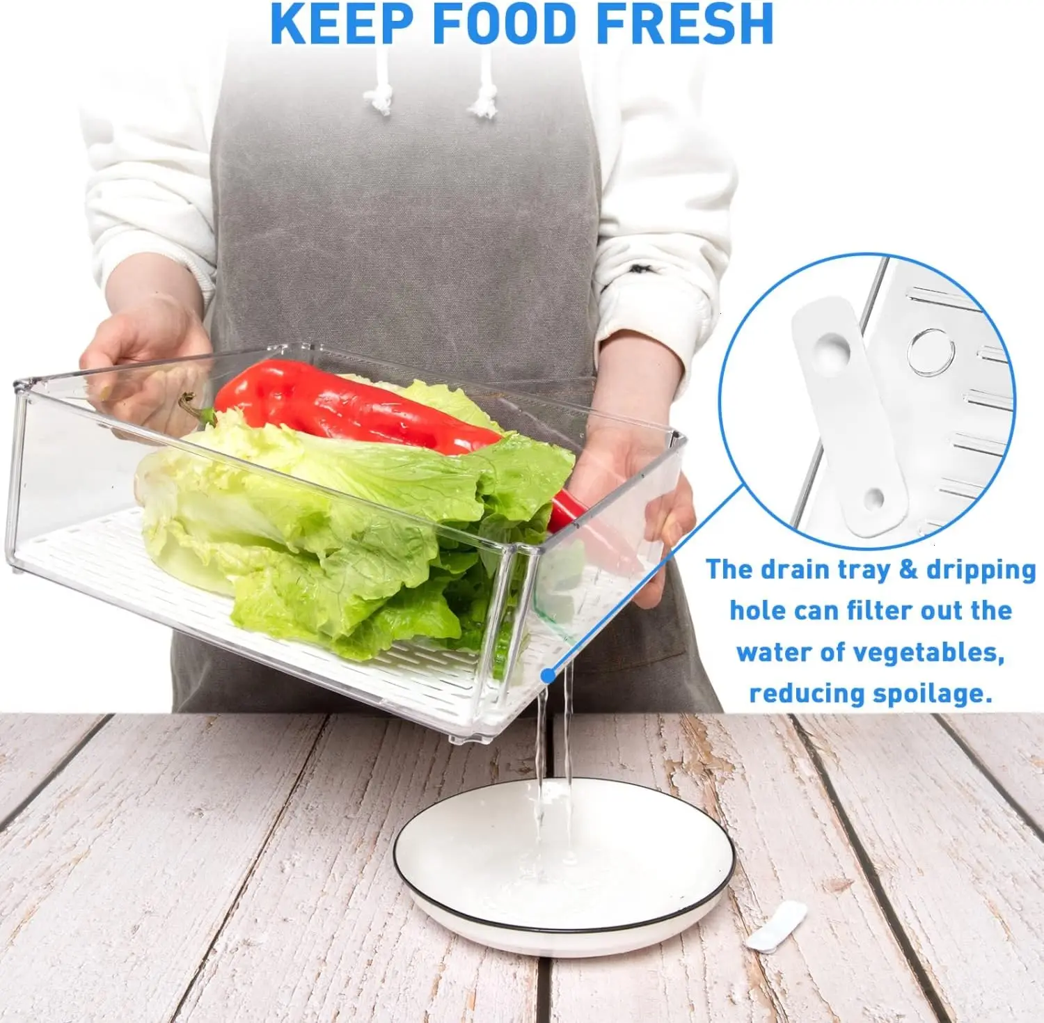 Stackable Refrigerator Organizer Bins with Lids, BPA-Free Produce Fruit Storage Containers for Storage Clear for Food 4