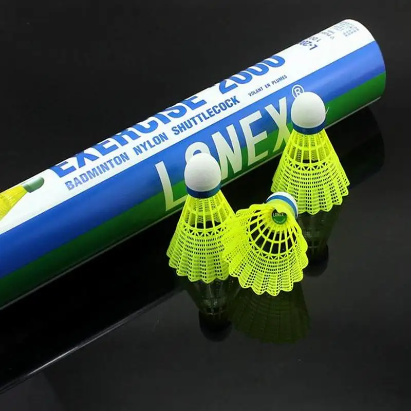 Nylon badminton shuttlecock, 12 PCs/barrel, wear-resistant, for fitness training, white, yellow, pink, optional, free delivery