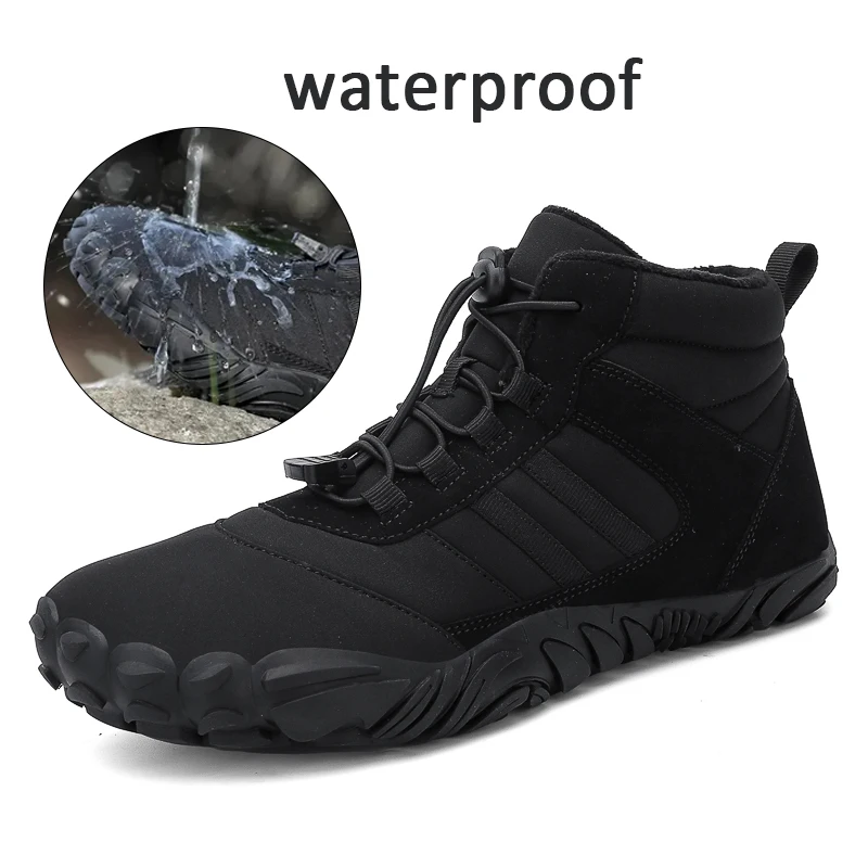 Winter Snow Boots Men Fur Big Size 47 Waterproof Ankle Boots Plush BareFoot Hiking Shoes Outdoor Work Shoes Ladies Snow Hiking Shoes Snow Boots