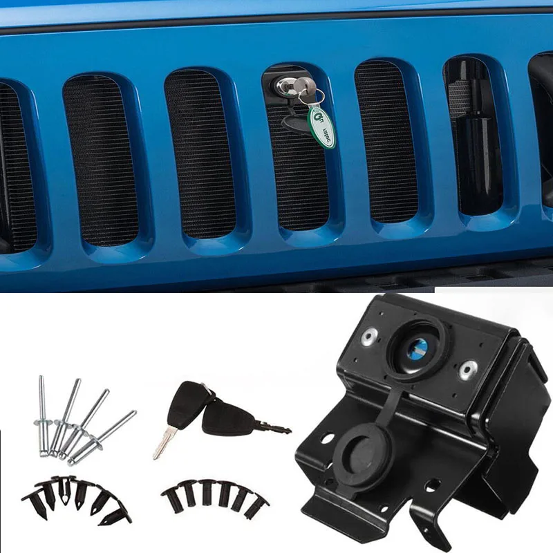 Hood Latch Catch Locking Hood Catch Lock Latch Buckle Kit For Jeep Wrangler JK 2007-Anti-Theft Engine Cover Lock Match Key
