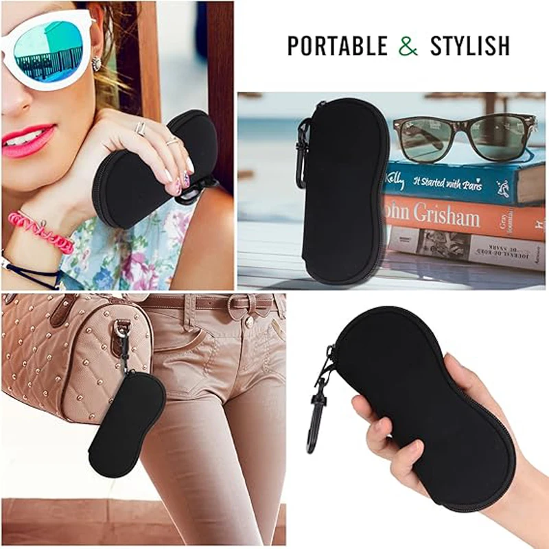 Ultra Light Neoprene Sunglasses Soft Case with Zipper & Belt Clip