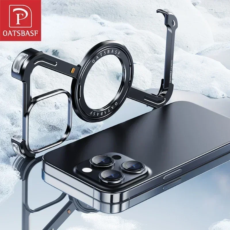 Oatsbasf Z Shape Metal Magsafe Phone Case for iPhone 15 /16