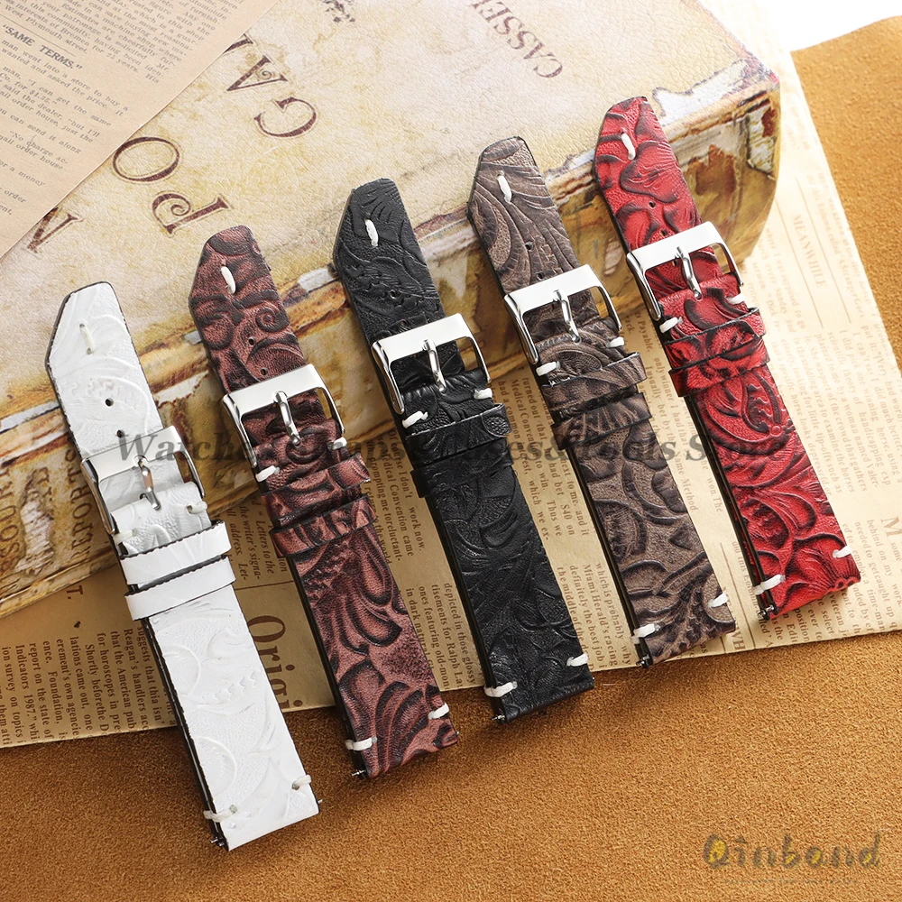 Elegant Calfskin Leather Printed Watch Strap - Women's & Men's Accessory