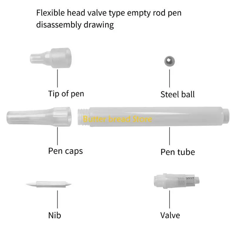 W89C 6PCS Nachfüllbarer leerer Pinsel Stift klare leere Farbstift Acryl leerer Marker -Stift – Detail 2
