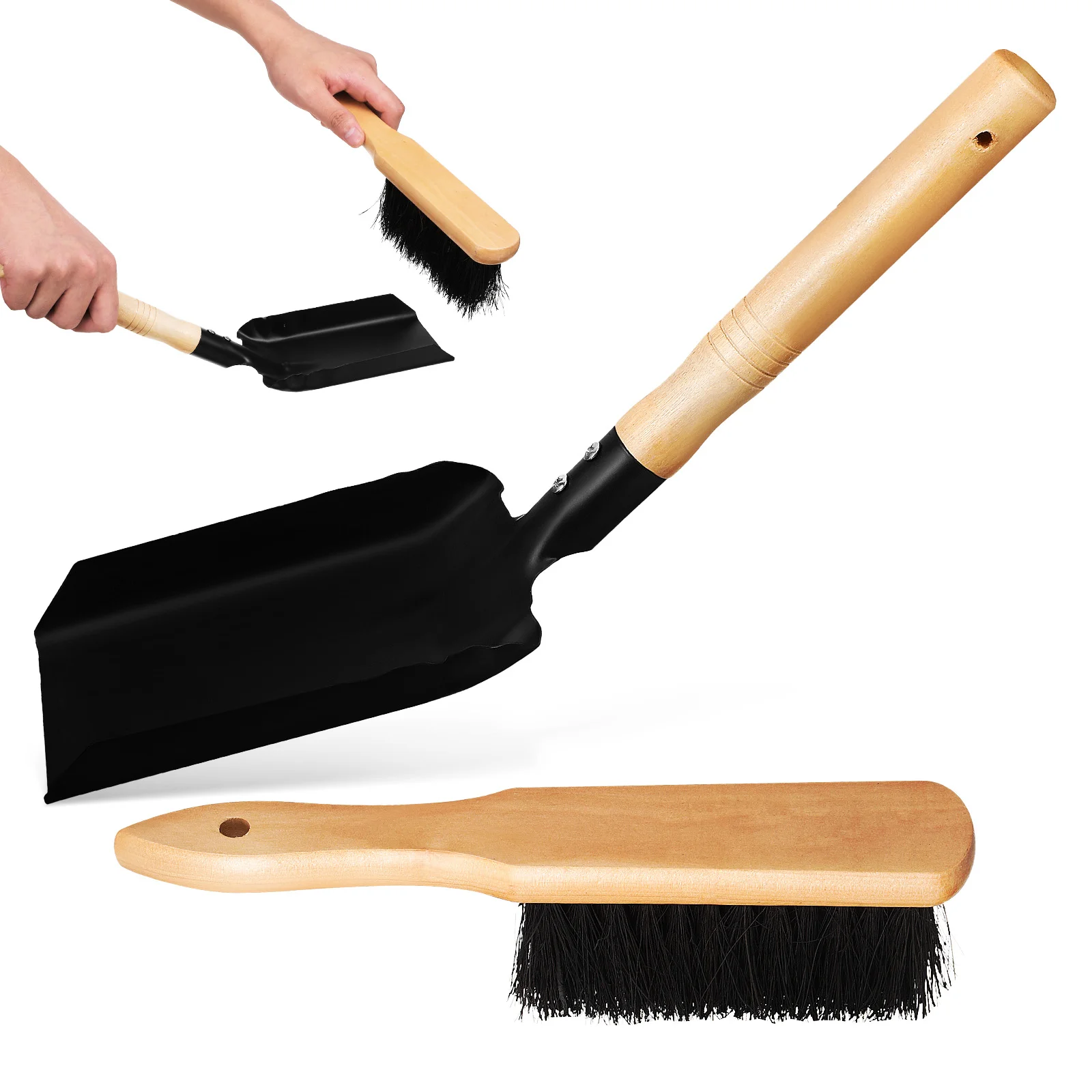 

Small Brush Set Wood Handle Dust Fireplace Stove Cleaning Wooden Supplies For