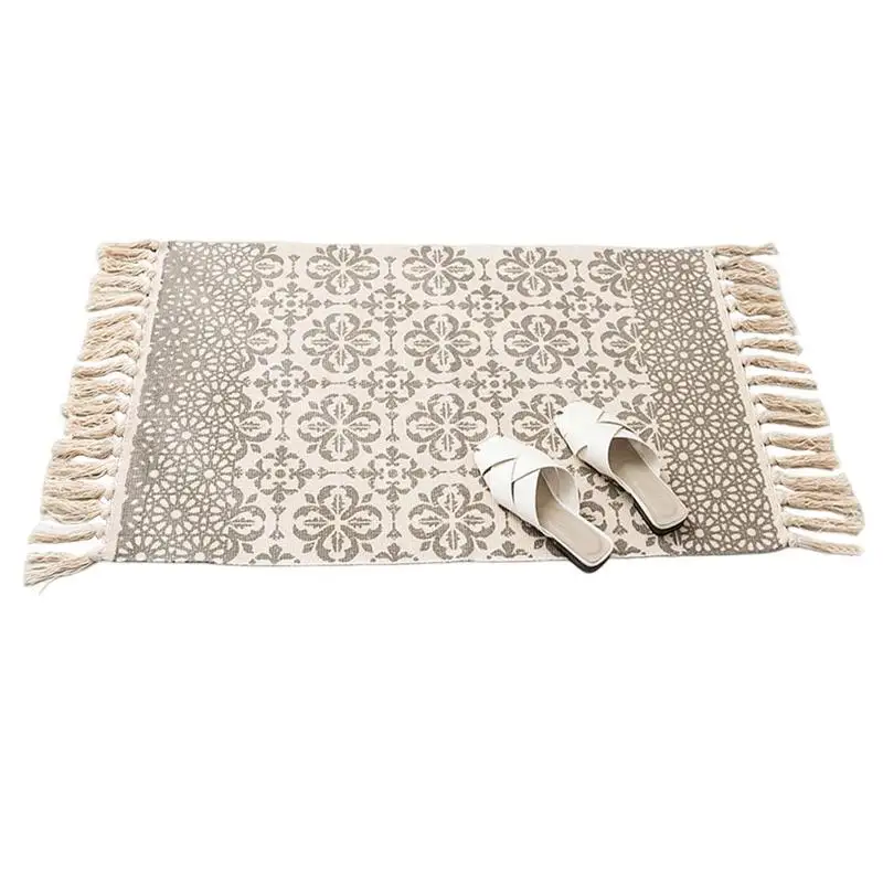 

Modern Bohemian Style Printed Carpets Rug Cotton Washable Decorative Rug Non-Slip Tapete Home Table Decoration Floor Mats