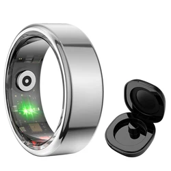 Smart Fitness Tracker Ring with Charging Case - Health & Sleep Monitor, Multi - Sport Modes, IP68 Waterproof - 9 (Silver)