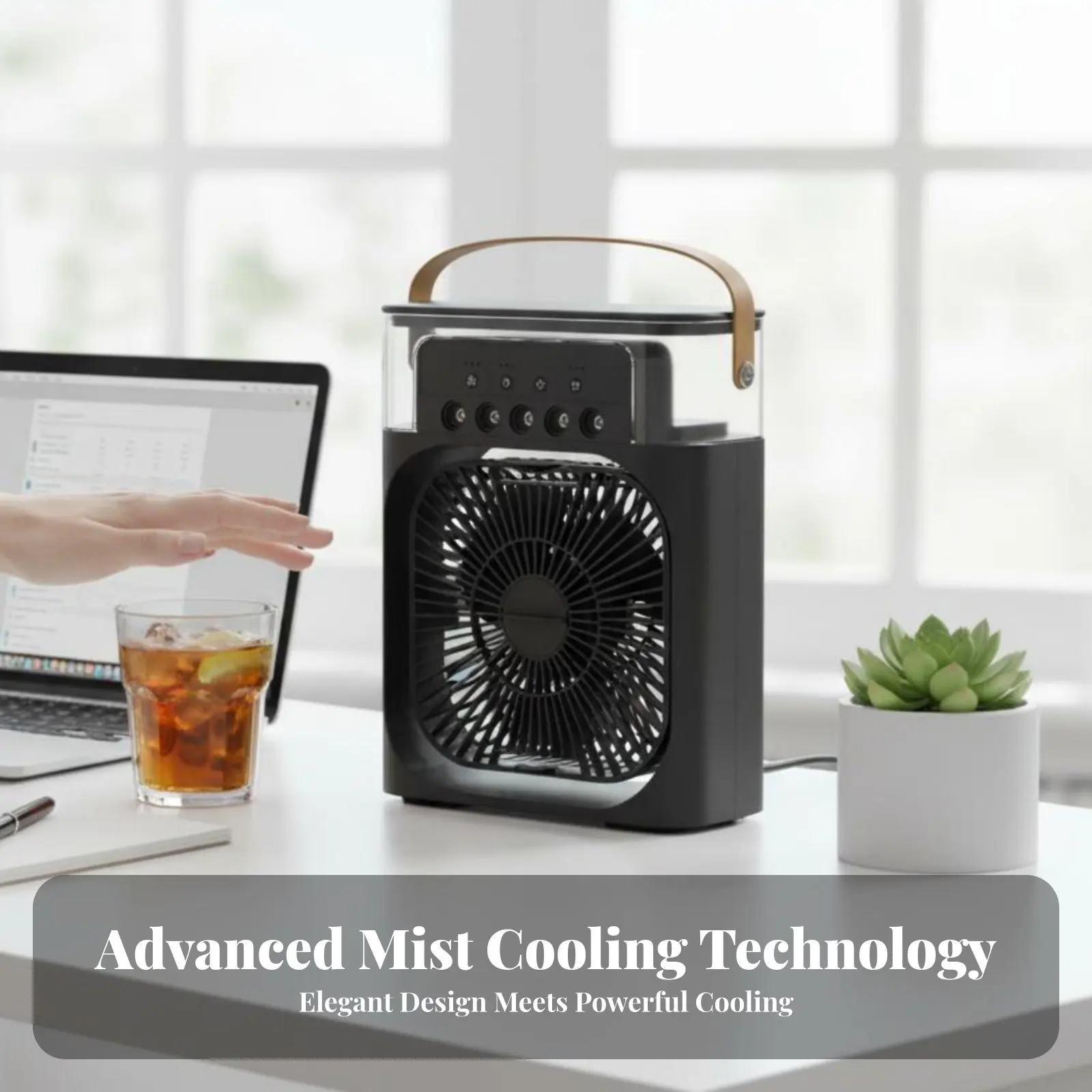 5-스프레이 아웃렛 냉각팬, 속도 조절 가능, 데스크탑 미스트 팬, 플러그인 데스크탑 냉각기, 에너지 절약형, 개별 에어 쿨러