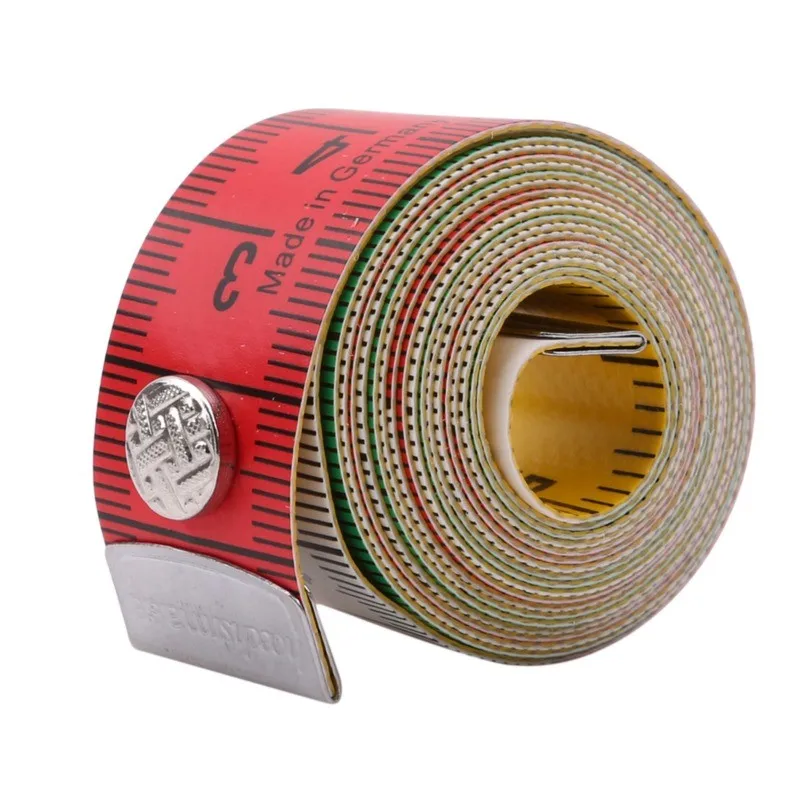 150cm Germany Quality Soft Tape Measure Tailor's Tape with Snap Fasteners Body Measuring Ruler Needlework Sewing Tool